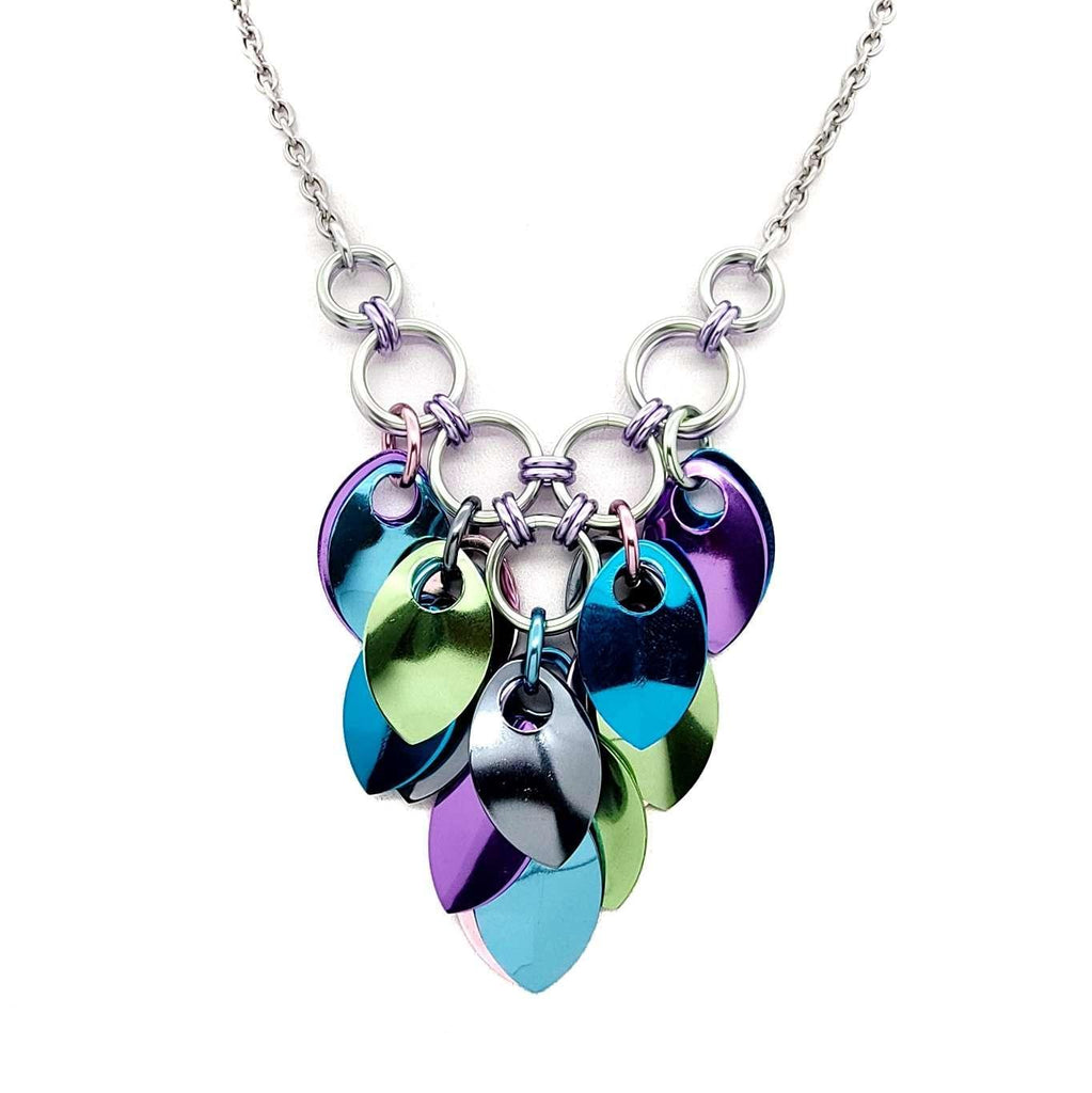 Necklace - Reversible V Feather Cascade (Cosmic Unicorn) by Rebeca Mojica