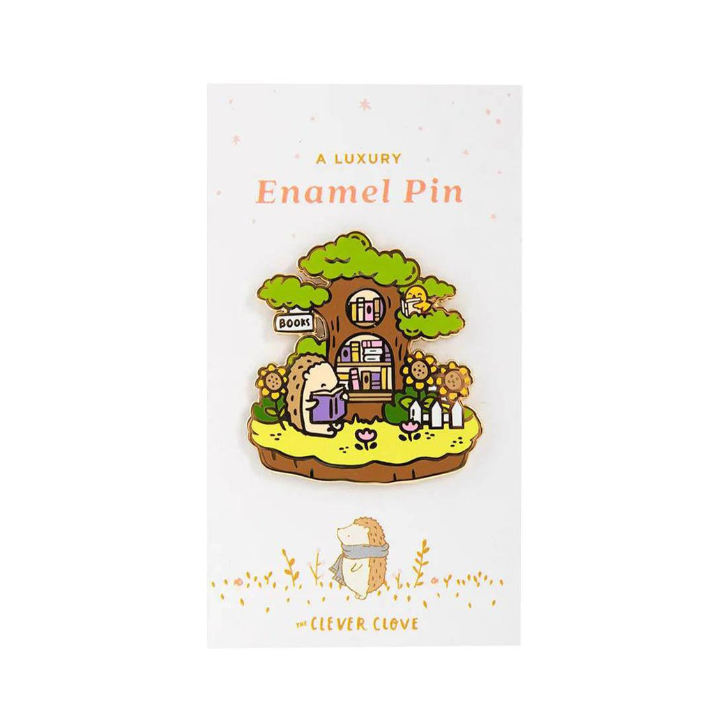 Enamel Pin - Large - Tiny Shops Book Shop Hedgehog by The Clever Clove