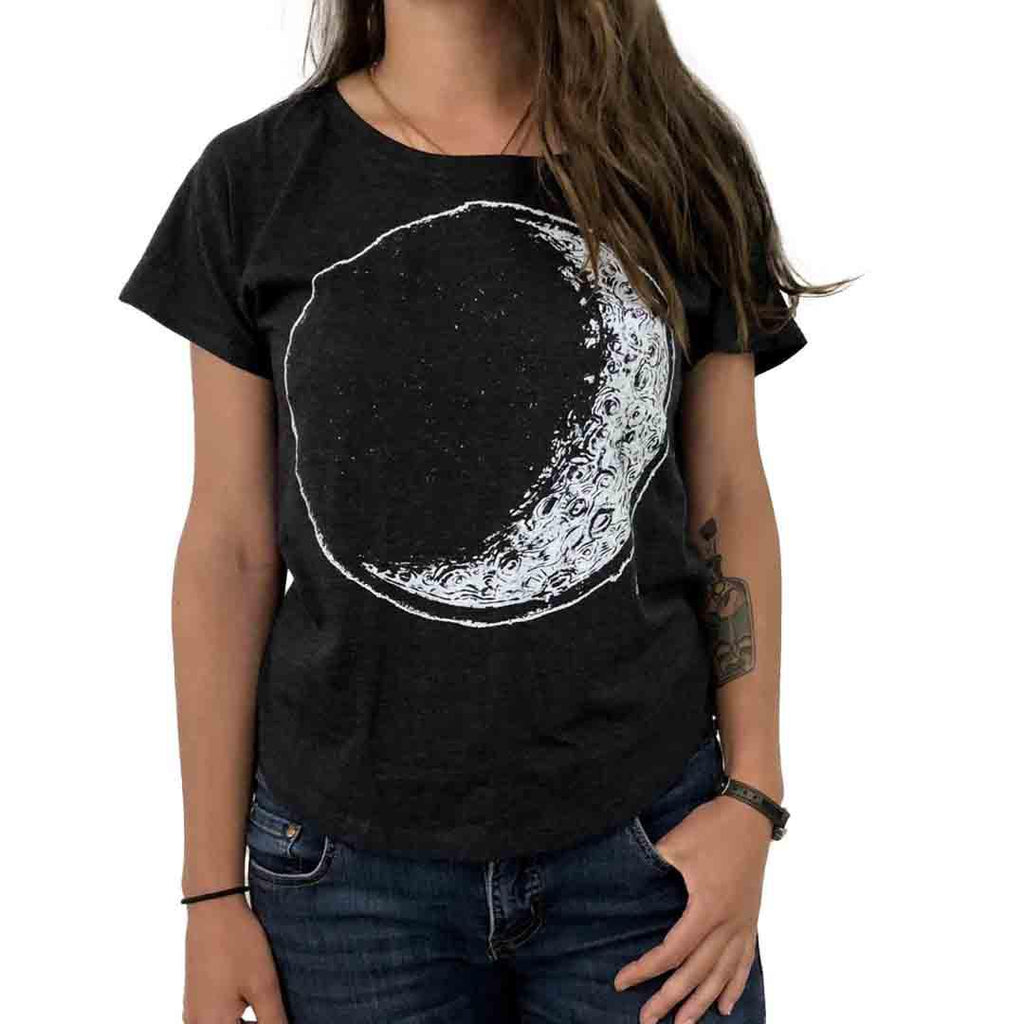 Adult Scoop Neck - Waxing Crescent Moon Charcoal Gray Tee (XS & XL only) by Slow Loris