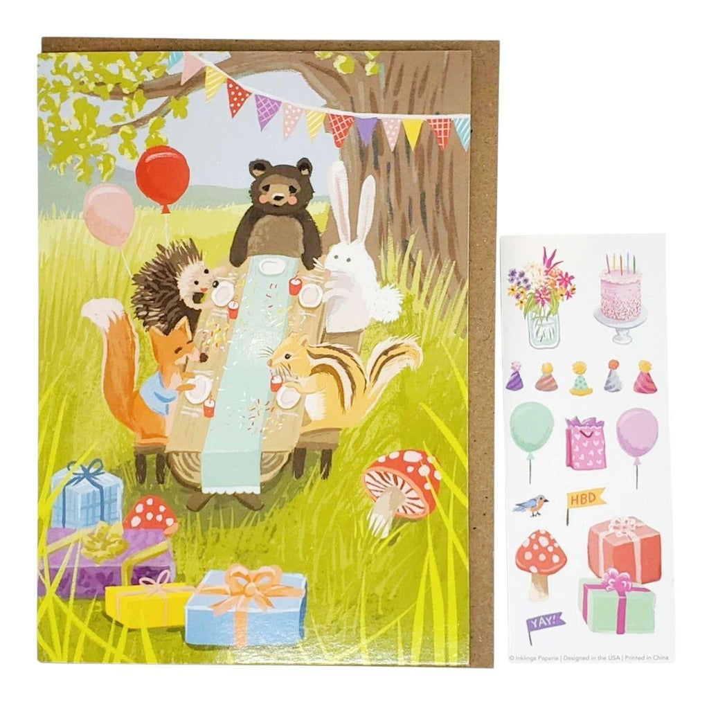 Card - Birthday - Woodland Party Sticker Scene by Inklings Paperie