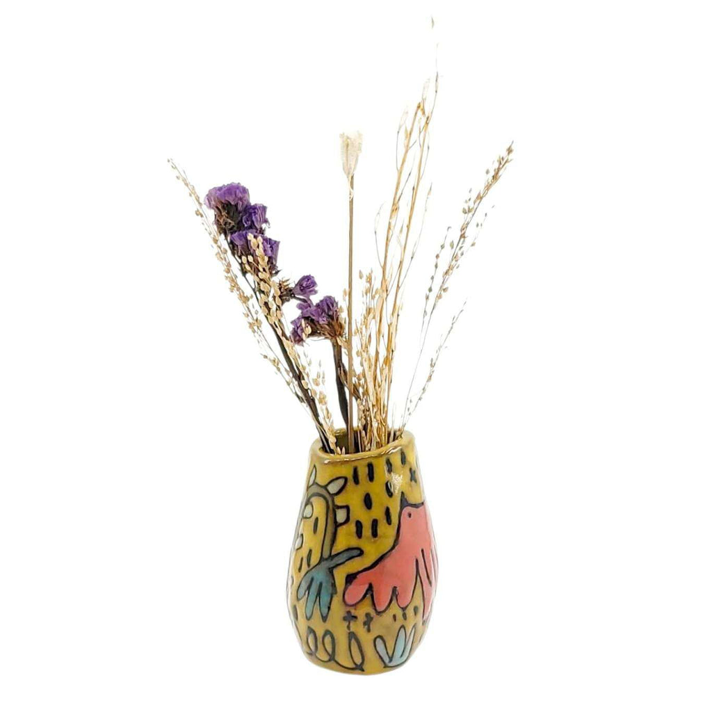 Mini Vase - Flying Birds (Yellows) by Leslie Jenner