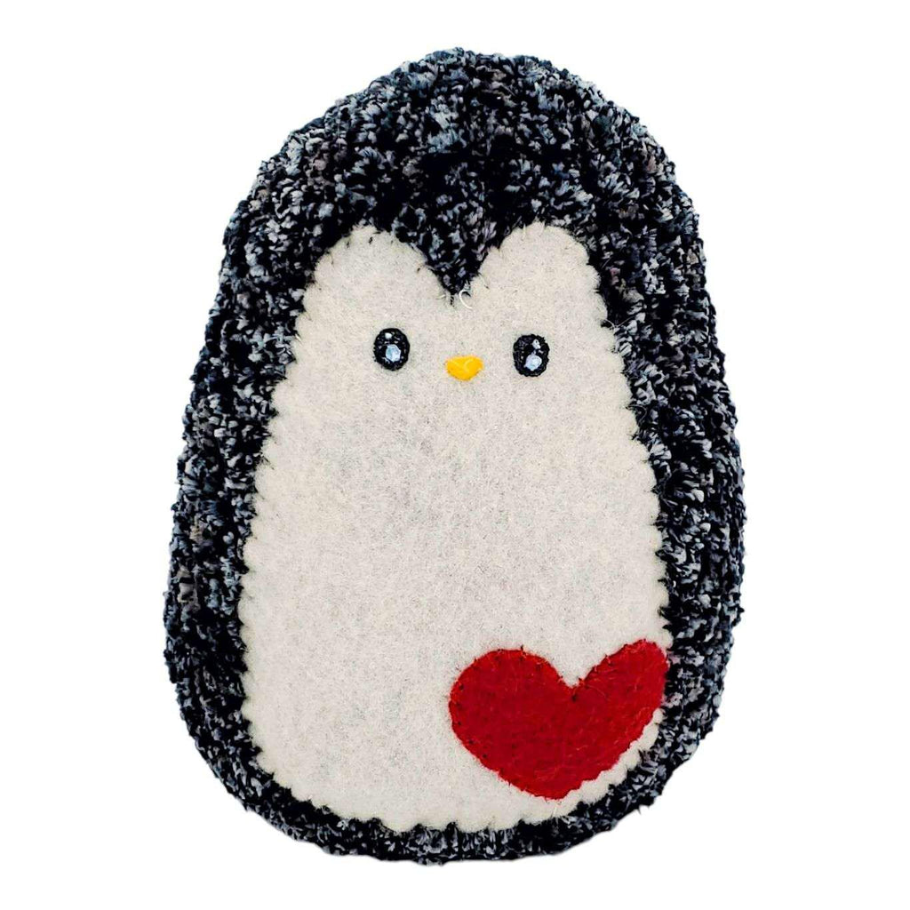 Plush Toy - Large Penguin (Speckled Black and White with Red Heart) by Moyo Workshop