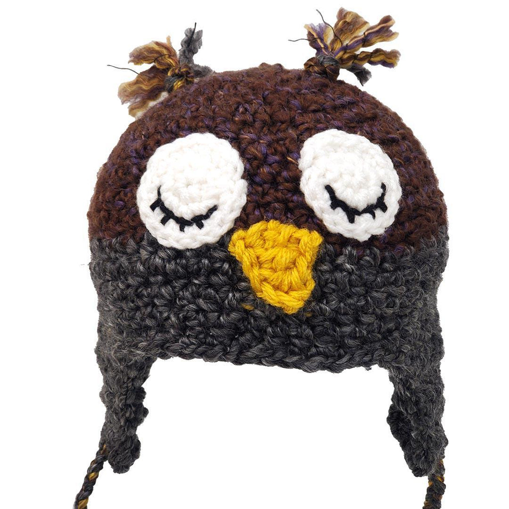 Hat - Toddler - Owl (Maroon Dark Gray) by Scary White Girl