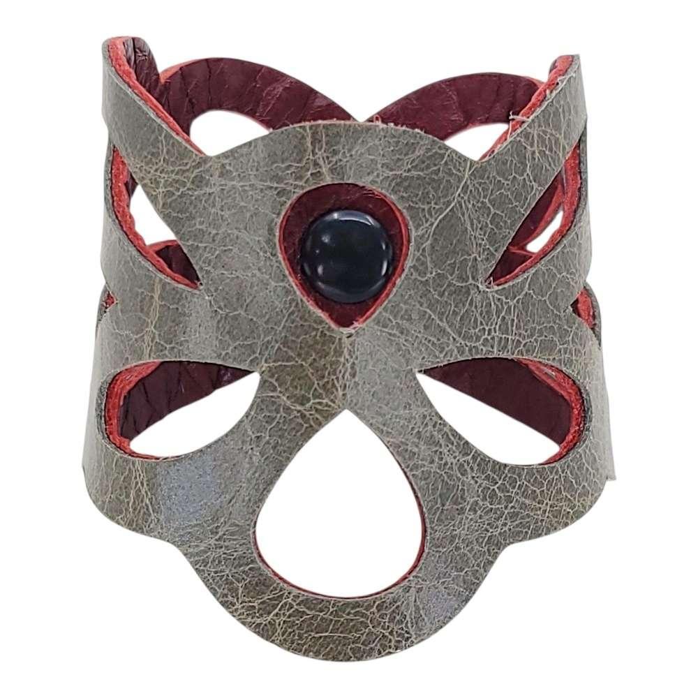 Cuff - Butterfly Reversible (Cranberry Red and Gray) by Oliotto