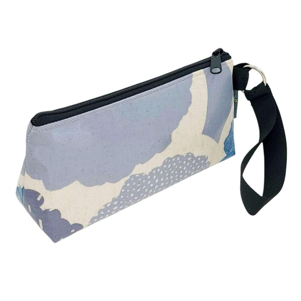 Bag - Medium Makeup Pouch (Gray Abstract Flowers on Linen) by Laarni and Tita