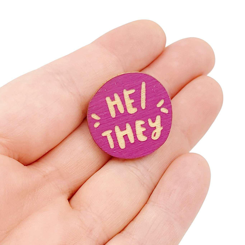 Pronoun Pins - He/They (Assorted Colors) by SnowMade