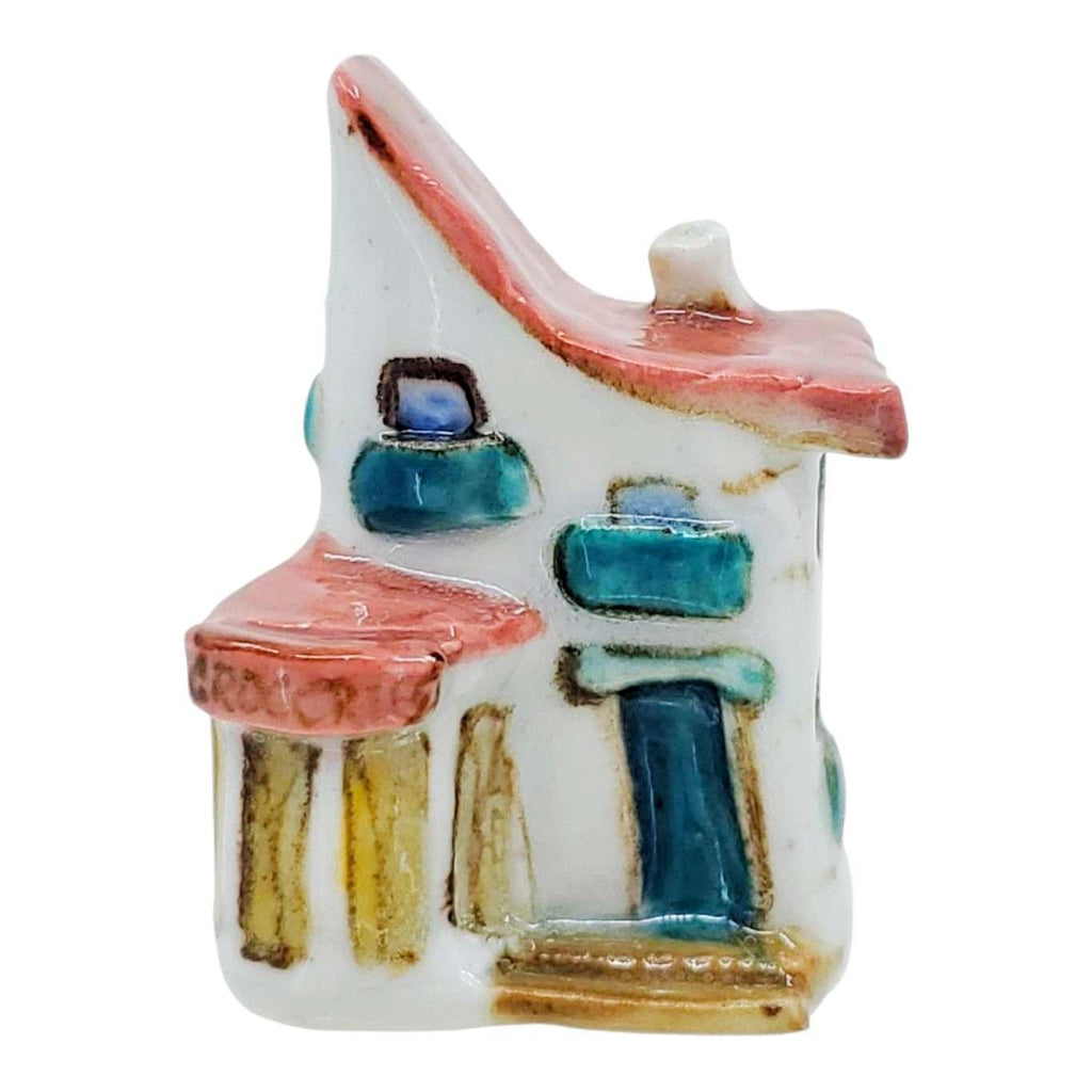Collectible - Tiny House - Groceries (White Walls, Teal Door, Pink Roof) by Mist Ceramics