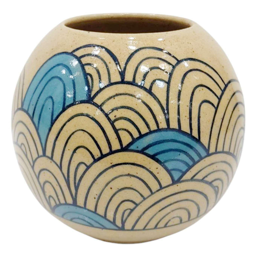 Vase - Blue Waves (OOAK) by Jennifer Fujimoto Collection