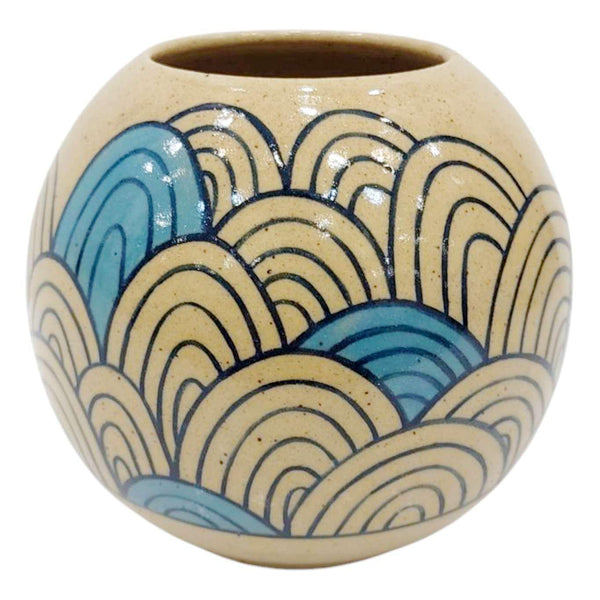 Vase - Blue Waves (OOAK) by Jennifer Fujimoto Collection