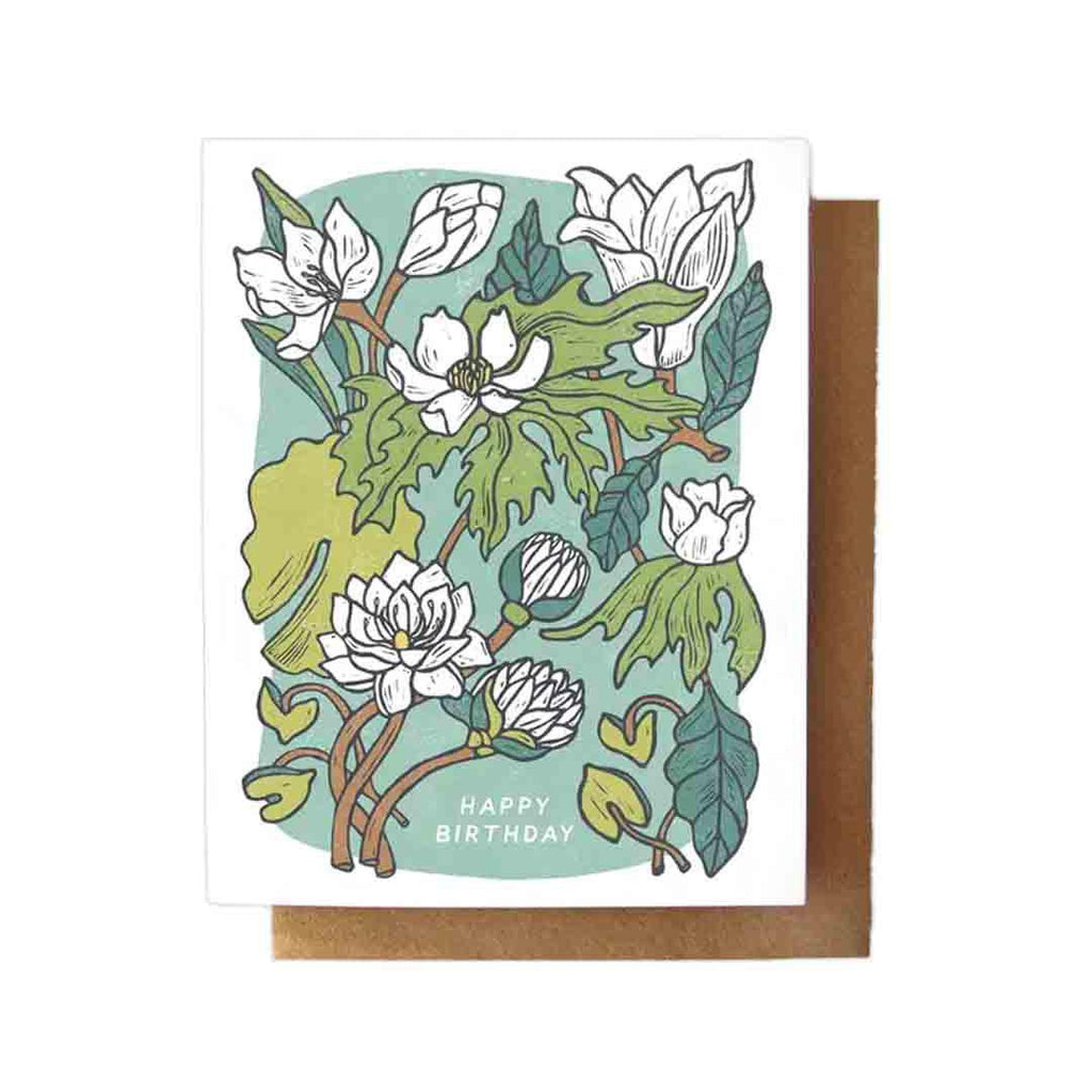 Card - Birthday - Water Lily and Lotus Happy Birthday by Root and Branch Paper Co.