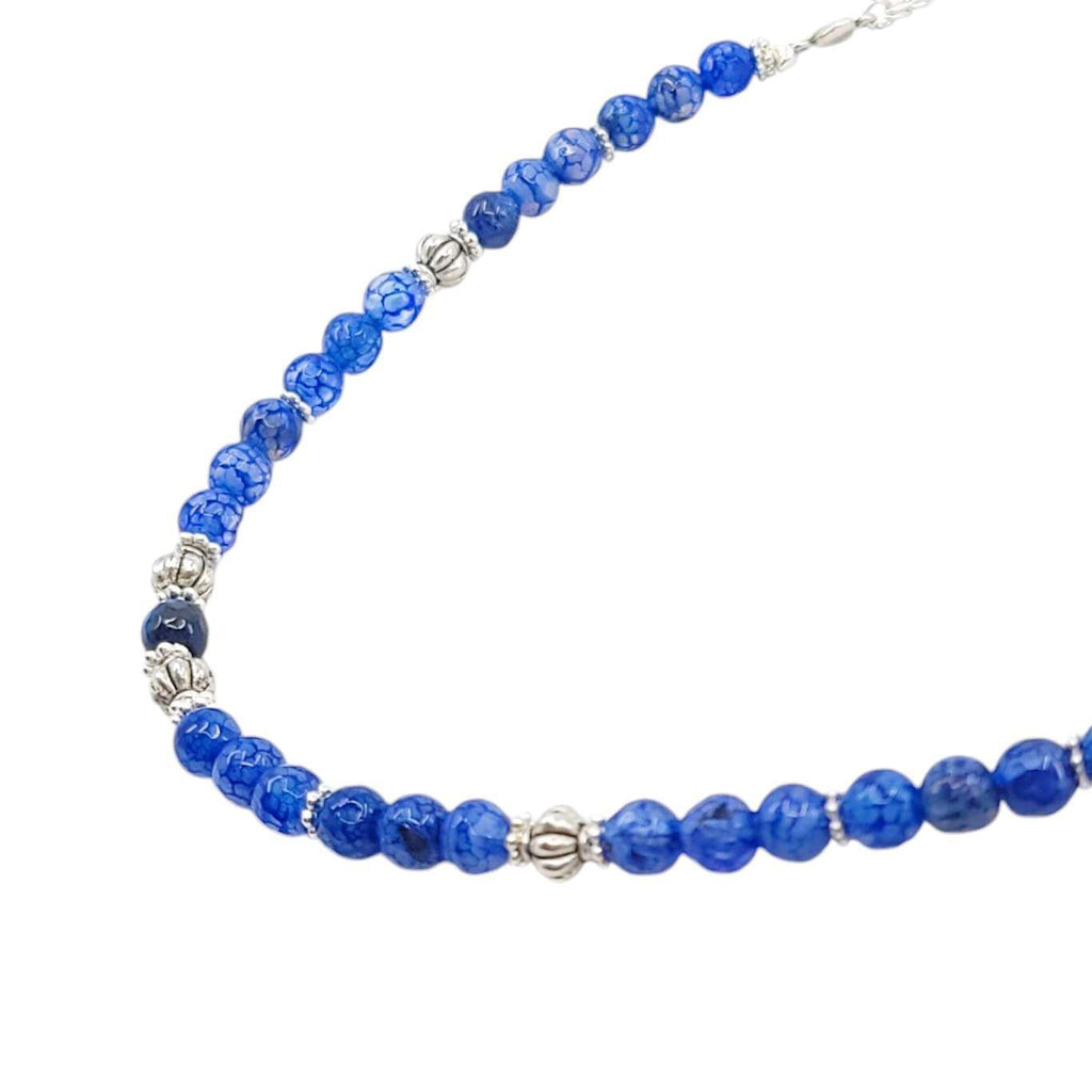 Necklace - Bead Chain (Cobalt Dragon’s Vein Agate) by Tiny Aloha