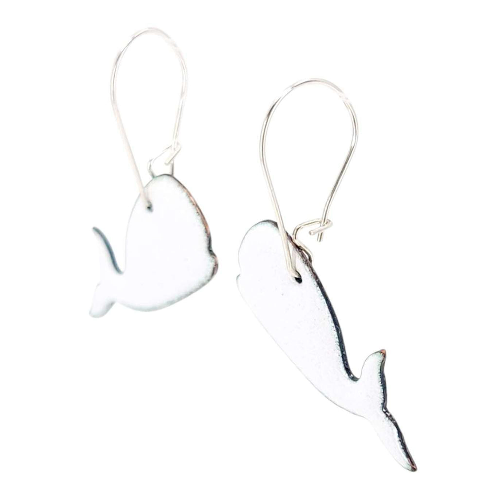 Earrings - Whale Long Dangle (Solid White) by Magpie Mouse Studios