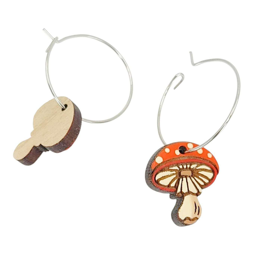 Earrings - Amanita Mini (Silver Hoops) by Fresh Cuttery