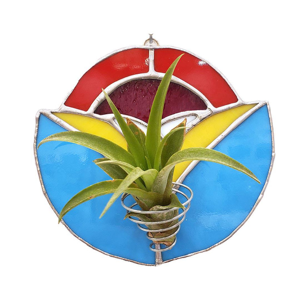 Wall Art - Sunrise (Turquoise & Red Sun ) Airplant Holder By Kokoro Designs