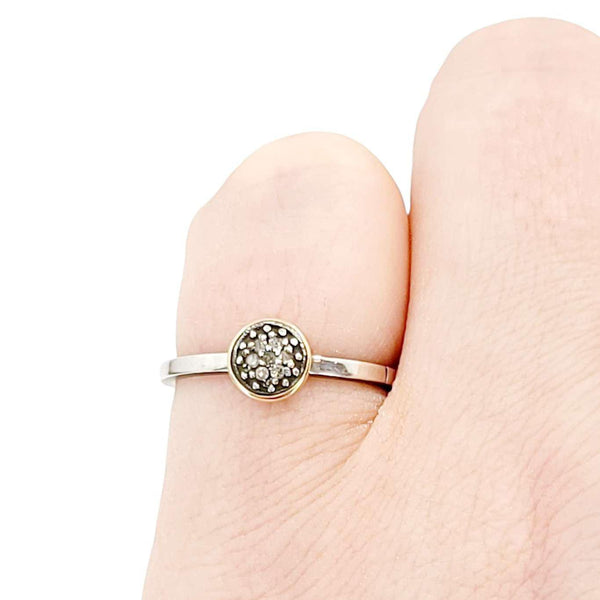 Ring - Size 7 - 6mm Pave Diamond Notched Band (14k Gold, Sterling Silver, Diamond) by 314 Studio