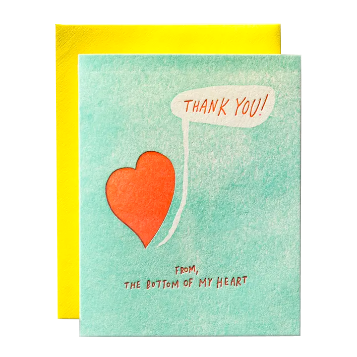 Card - Thank You - Bottom of My Heart by Ladyfingers Letterpress
