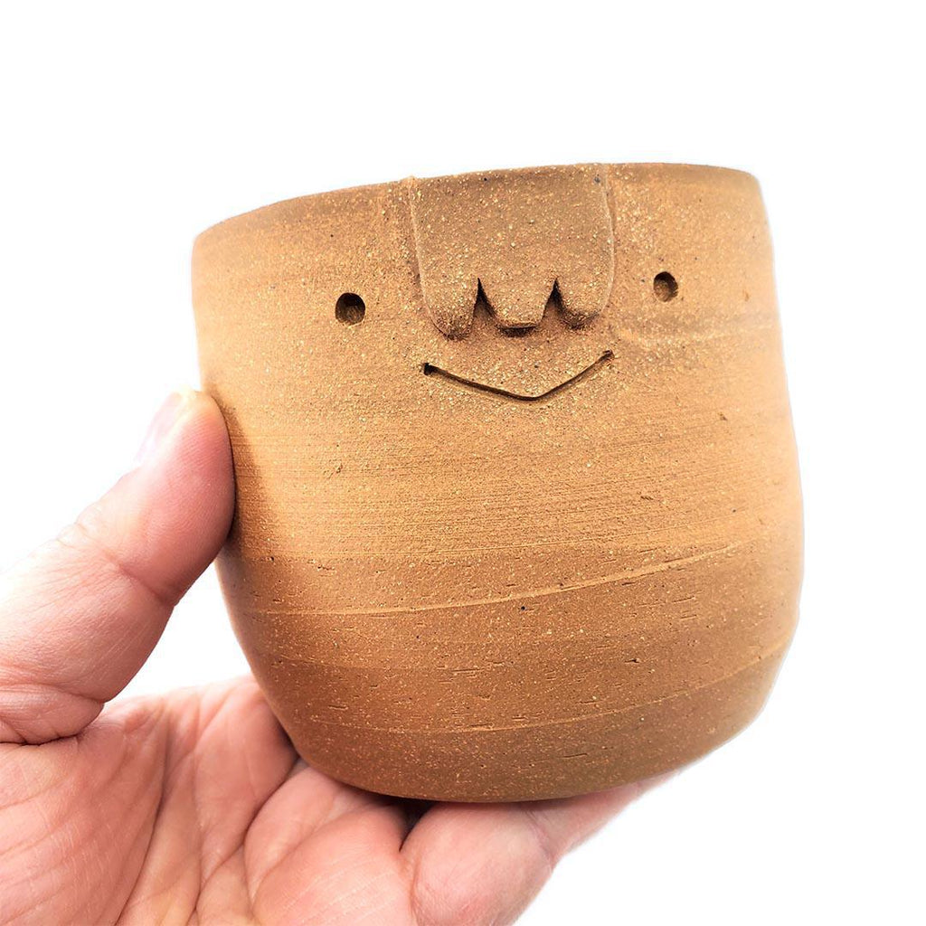 Friendly Pot - M - Smiling Cachepot (Teal Interior) by Kathy Manzella Ceramics