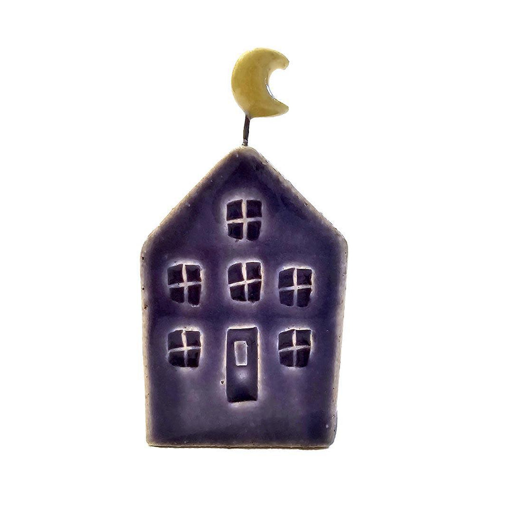Tiny Pottery House - Purple with Moon by Tasha McKelvey