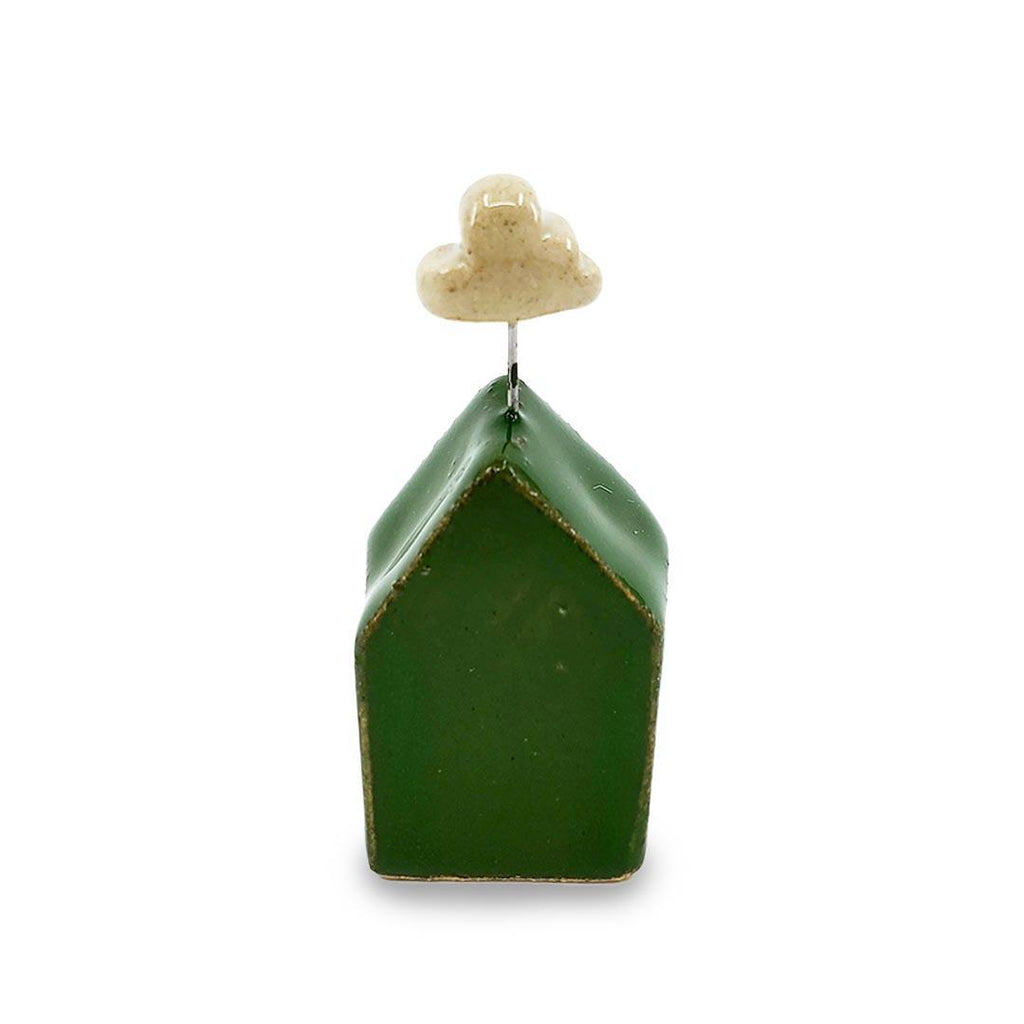 Tiny Pottery House - Green with Cloud (Light or Dark) by Tasha McKelvey