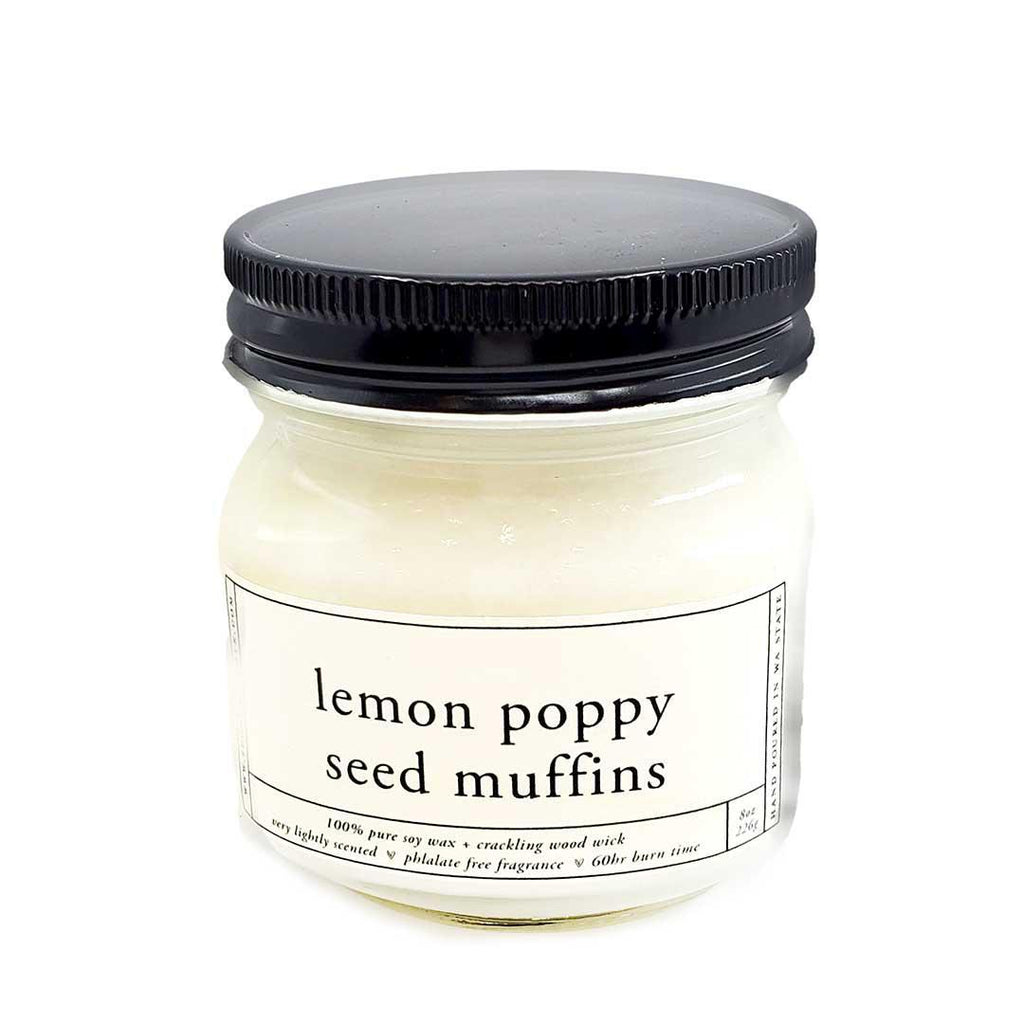 Candles - Lemon Poppy Seed Muffins Soy Wax Wooden Wick (Asst Sizes) by Sugar Sidewalk