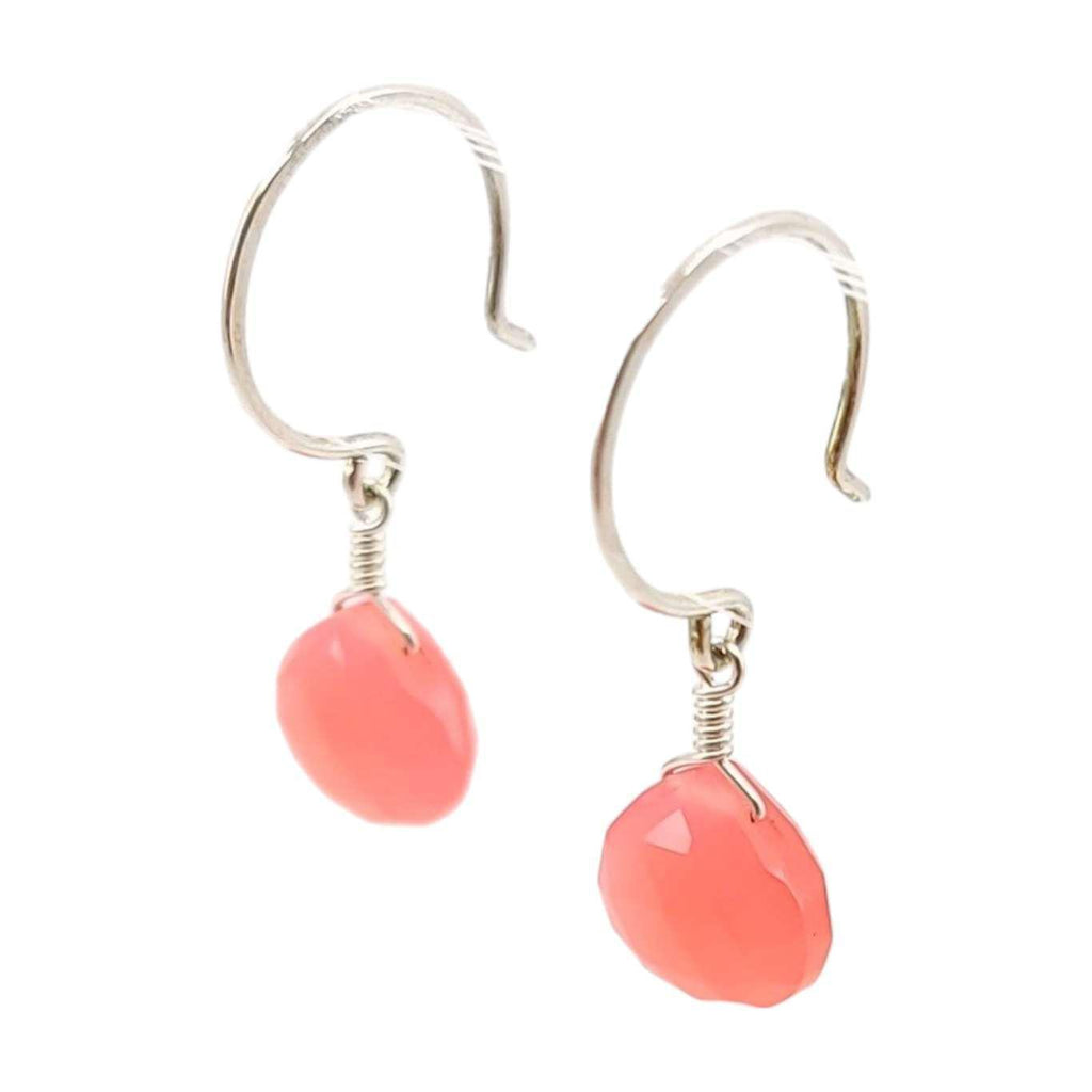 Earrings - Gemstone Ruby Chalcedony (Orange) Drops Sterling by Foamy Wader
