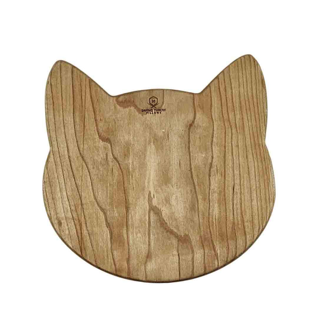 Tray - Large - Cat Head Maple Wood Open Tray by Saving Throw Pillows