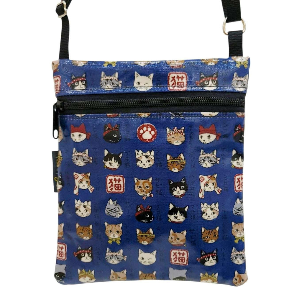 Bag - Small Crossbody (Cat Faces on Blue) by Laarni and Tita