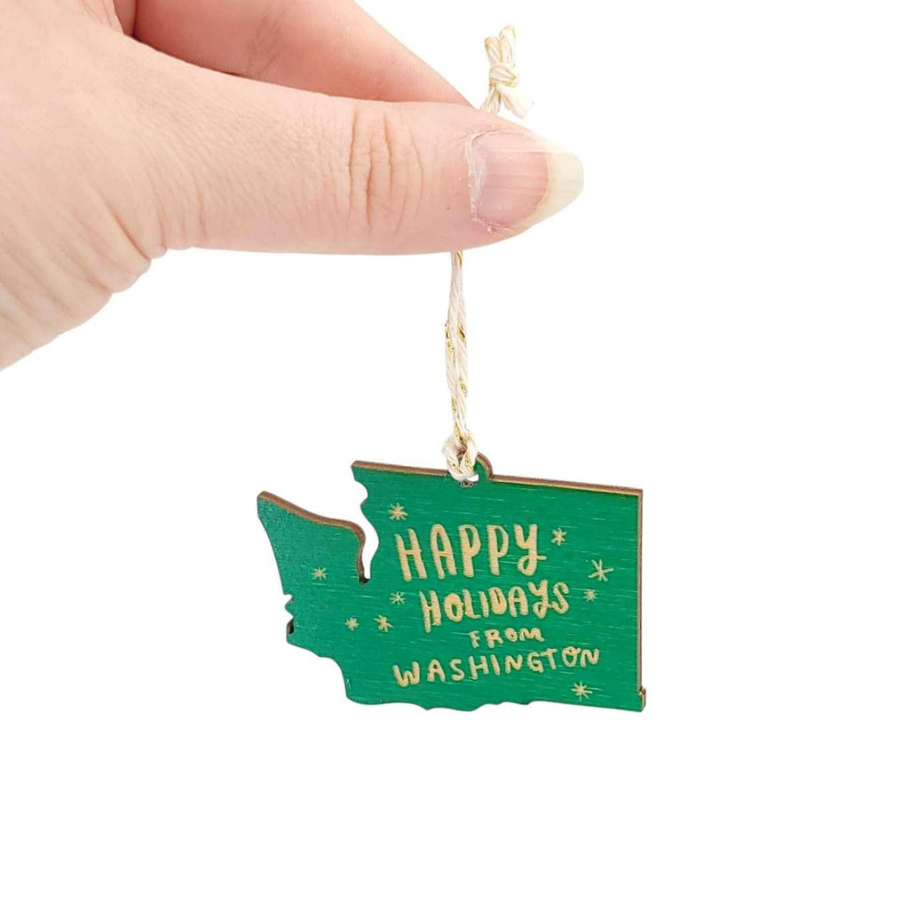 Ornaments - Small - WA State Happy Holidays from Washington (Assorted Colors) by SnowMade