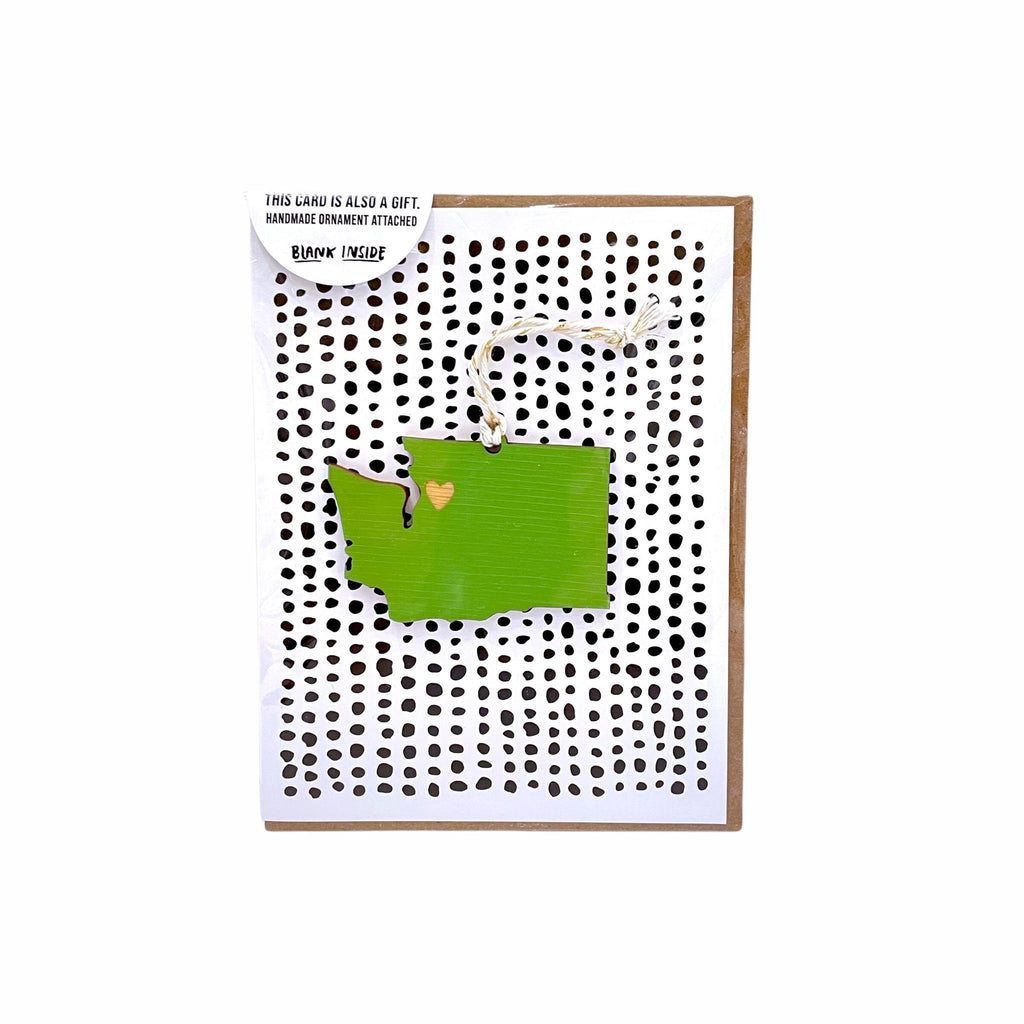 Ornament Card - Heart Seattle Washington State (Olive) by SnowMade