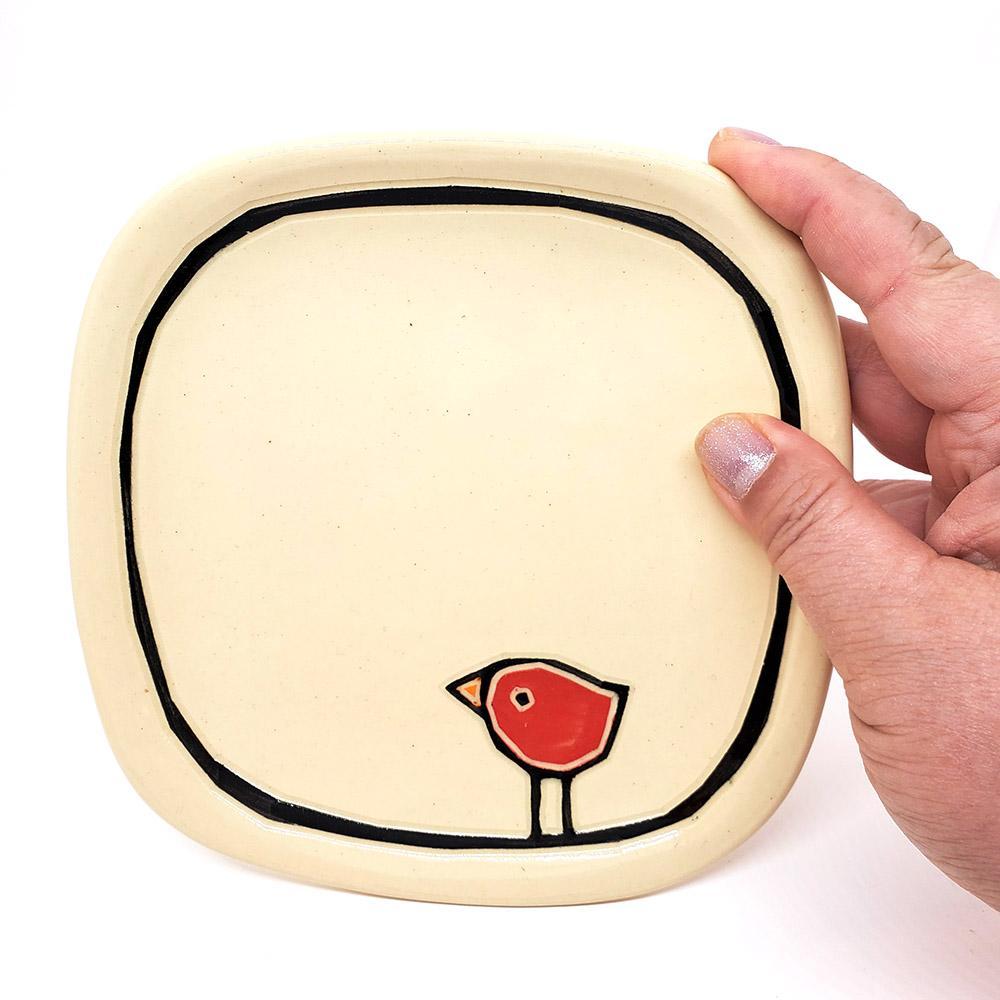 Small Plate - Red Bird Dish by Susan Stone Design