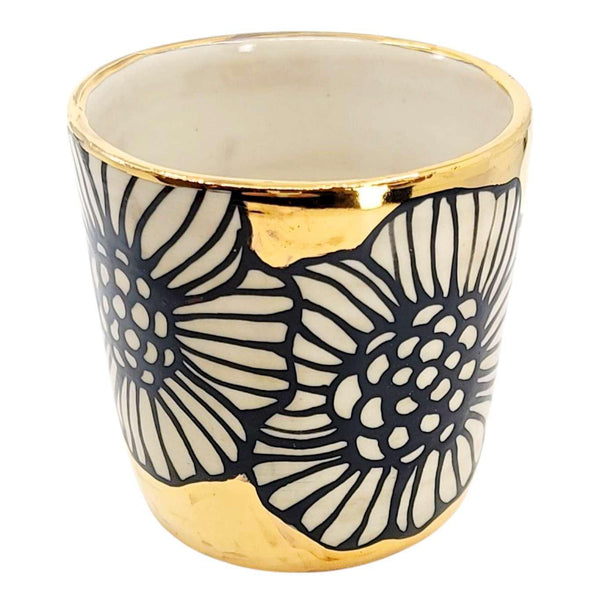 Vessel - Floral Tumbler or Vase with 22k Gold Solid Background (A) by Hsieh Clay SF
