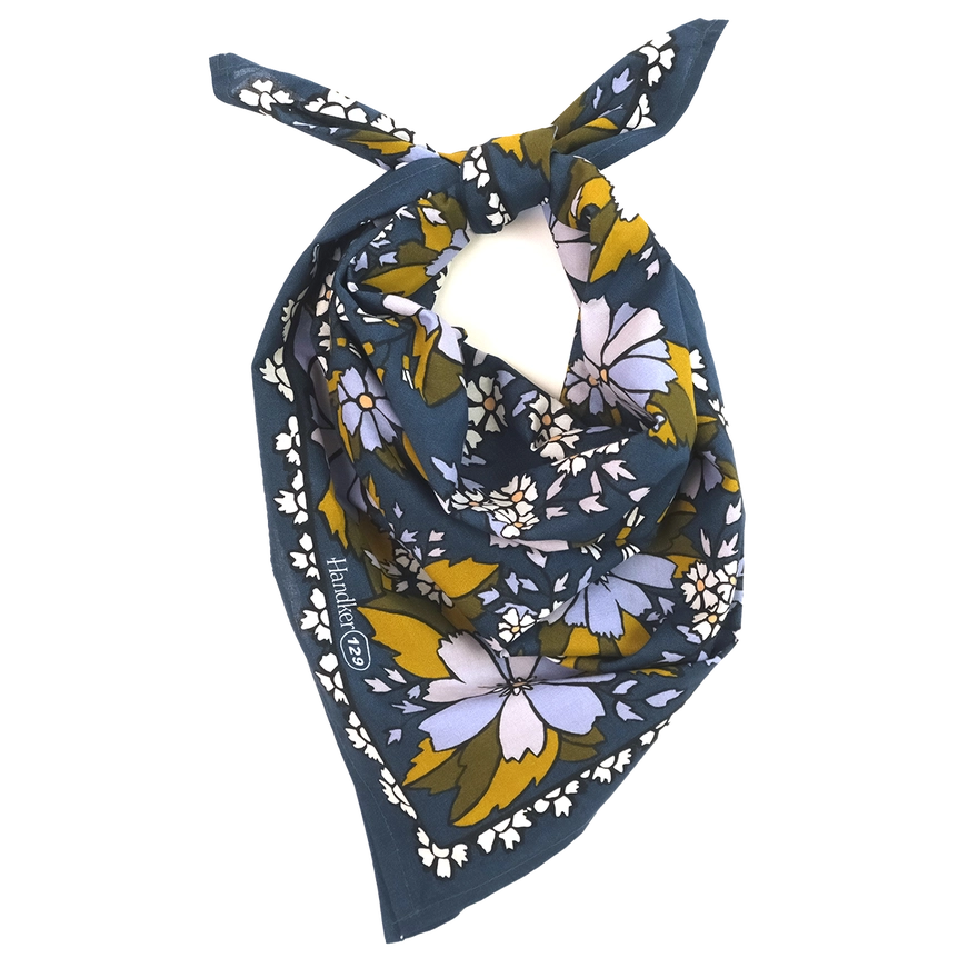 Bandana - Chicory (Dark Blue Floral) by Handker Bandanas
