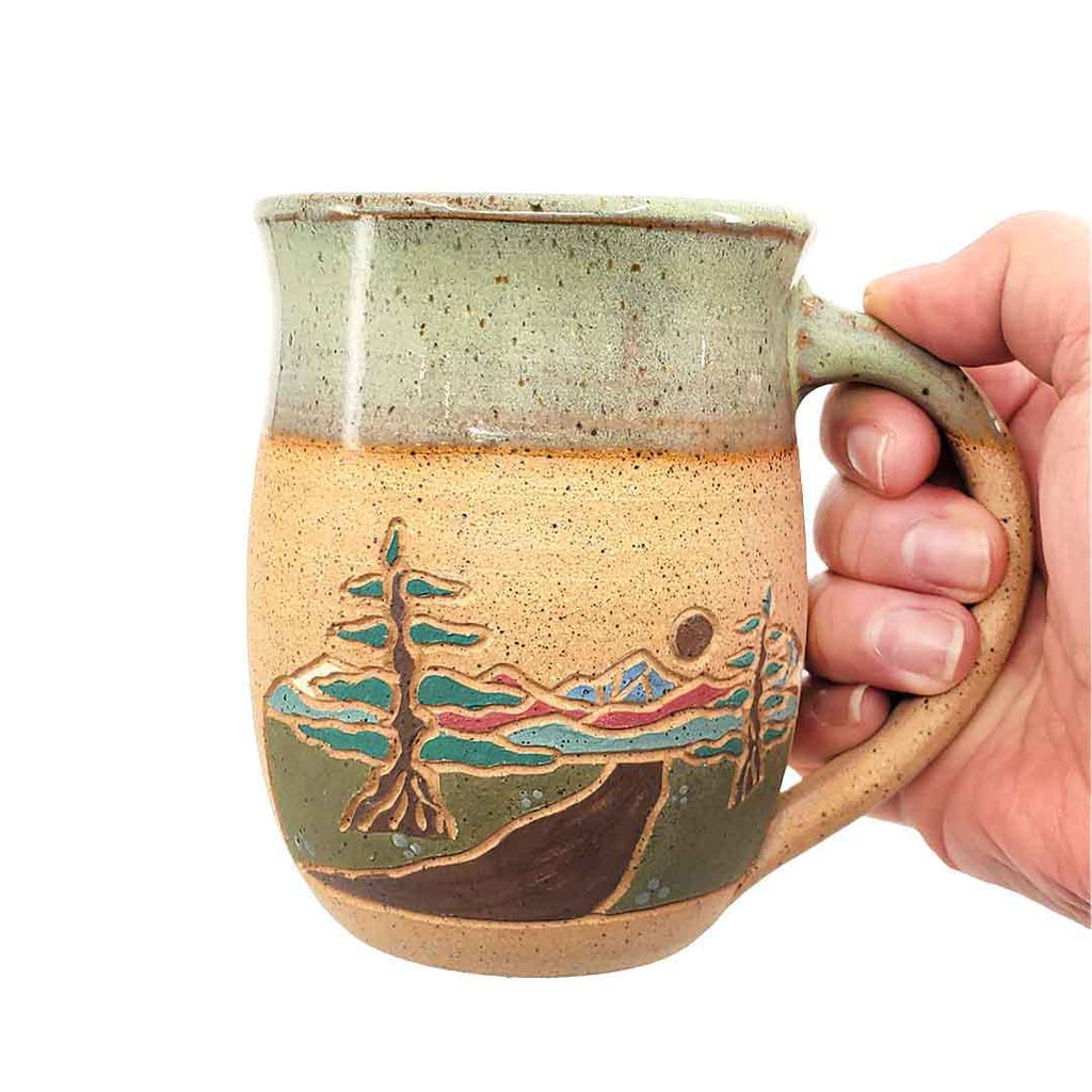 (20% Off) Mug - 16oz - Mountain Mug - Seafoam Early Morning by Forest Jeannie Pottery