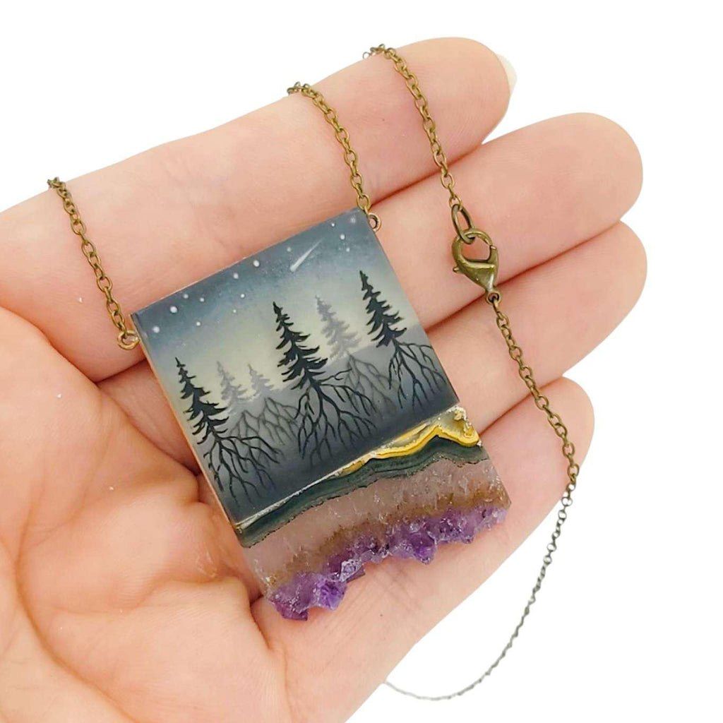 Necklace - Strata Crystal (Amethyst) by Fernworks