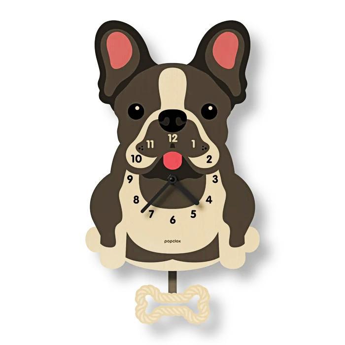 Wood Clock - French Bulldog Pendulum by Popclox