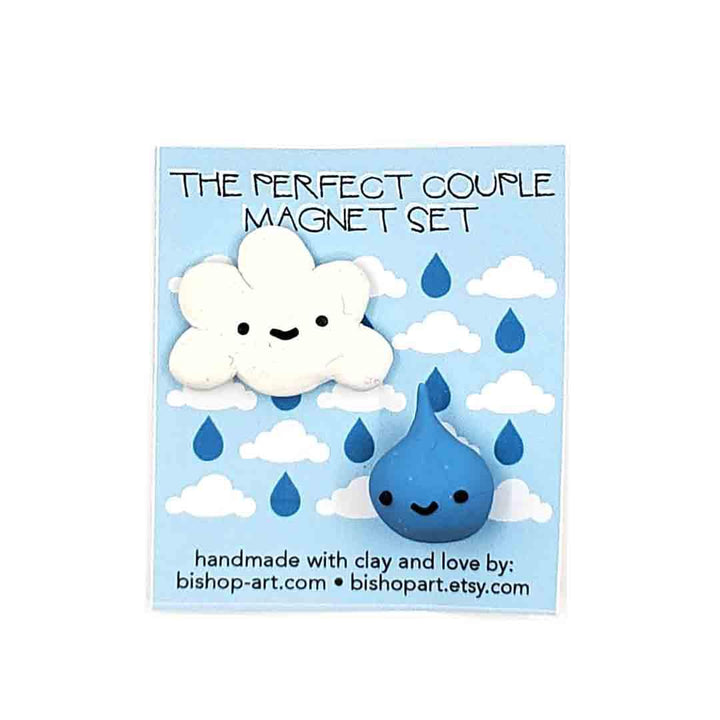 Magnet Set - Cloud and Raindrop Couple (Light Blue) by bishopart