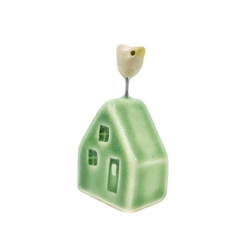 Tiny Pottery House - Grass Green with Bird (Assorted Colors) by Tasha McKelvey