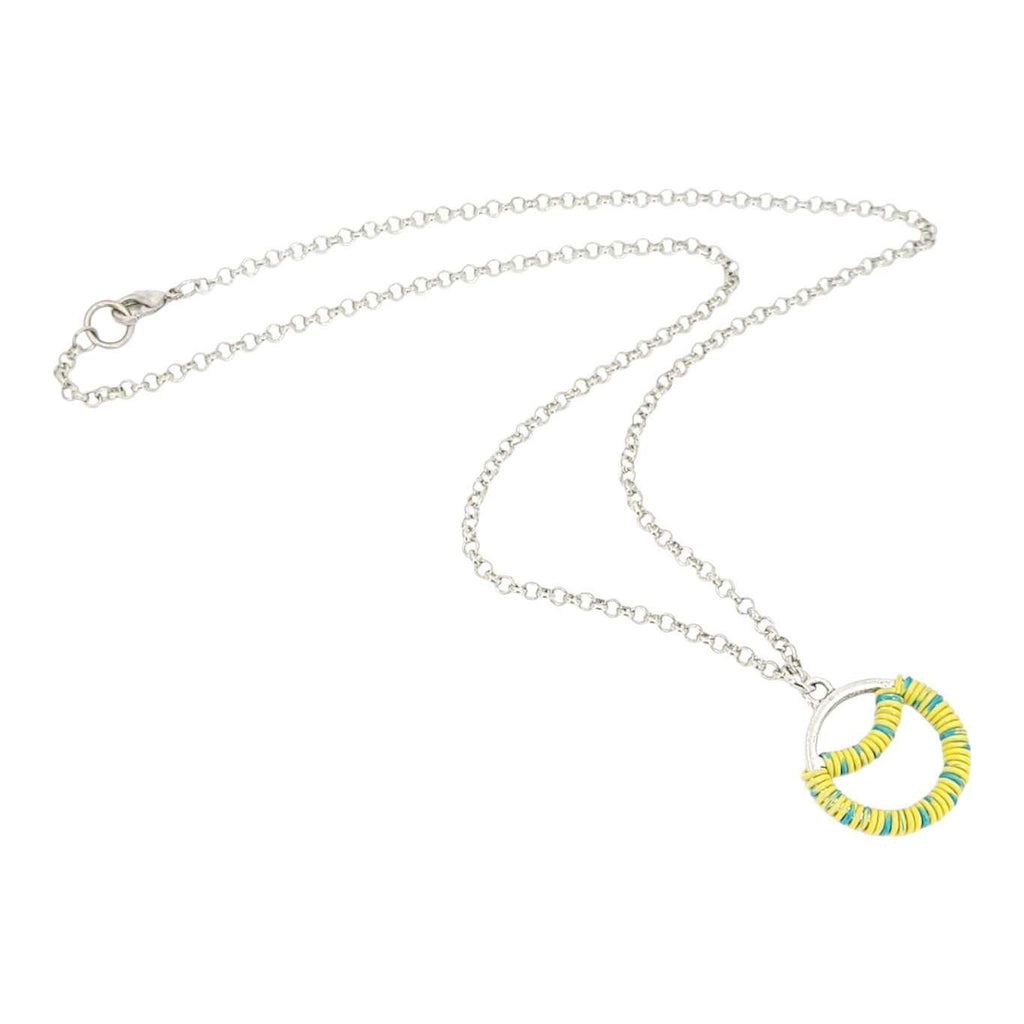 Necklace - Sunrise Circle (Yellow Blue Telecom Wire) by XV Studios