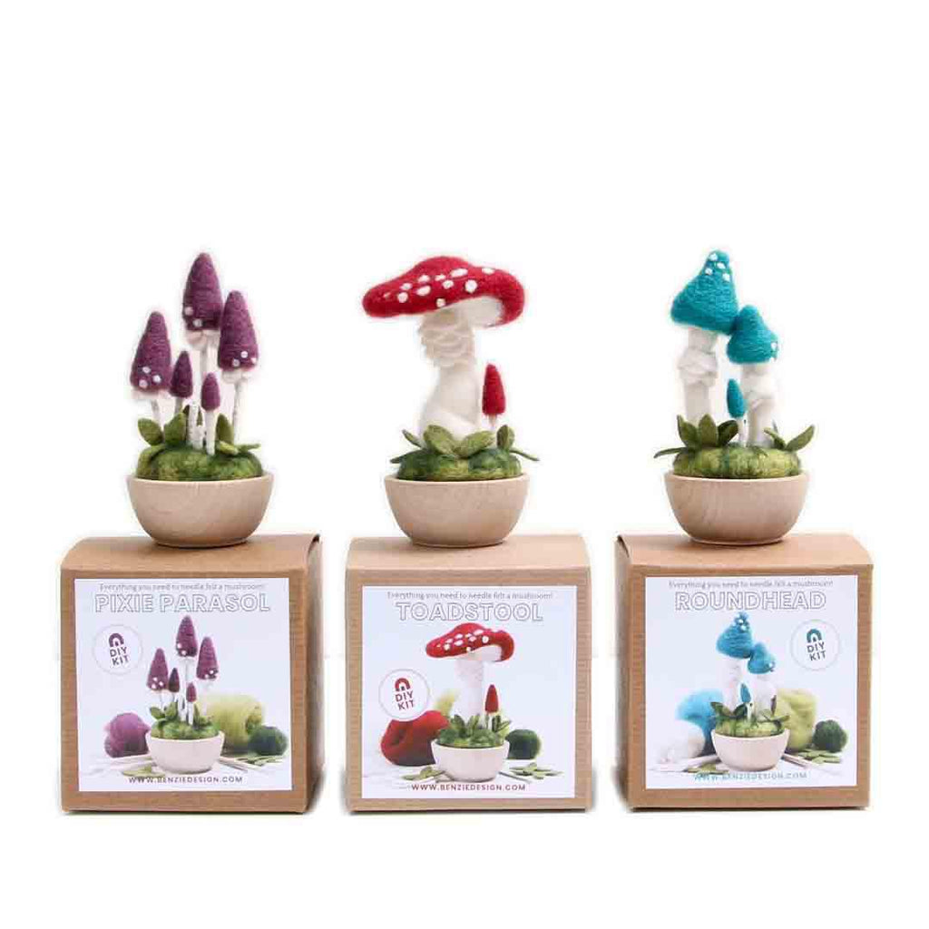 DIY Kit - Needle Felting - Red Toadstool Mushrooms by Benzie Design