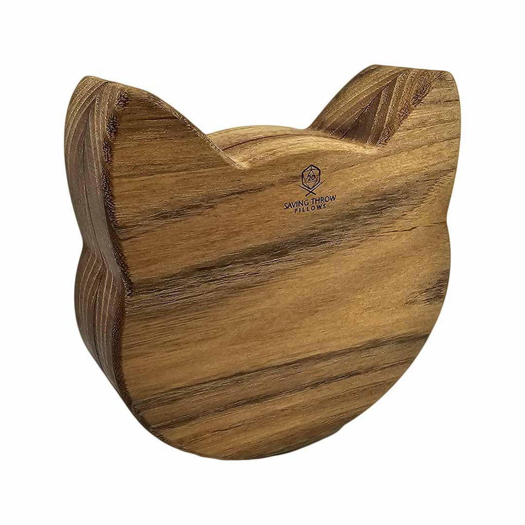 Box - 5in Med - Cat Head Acacia Wood Box by Saving Throw Pillows