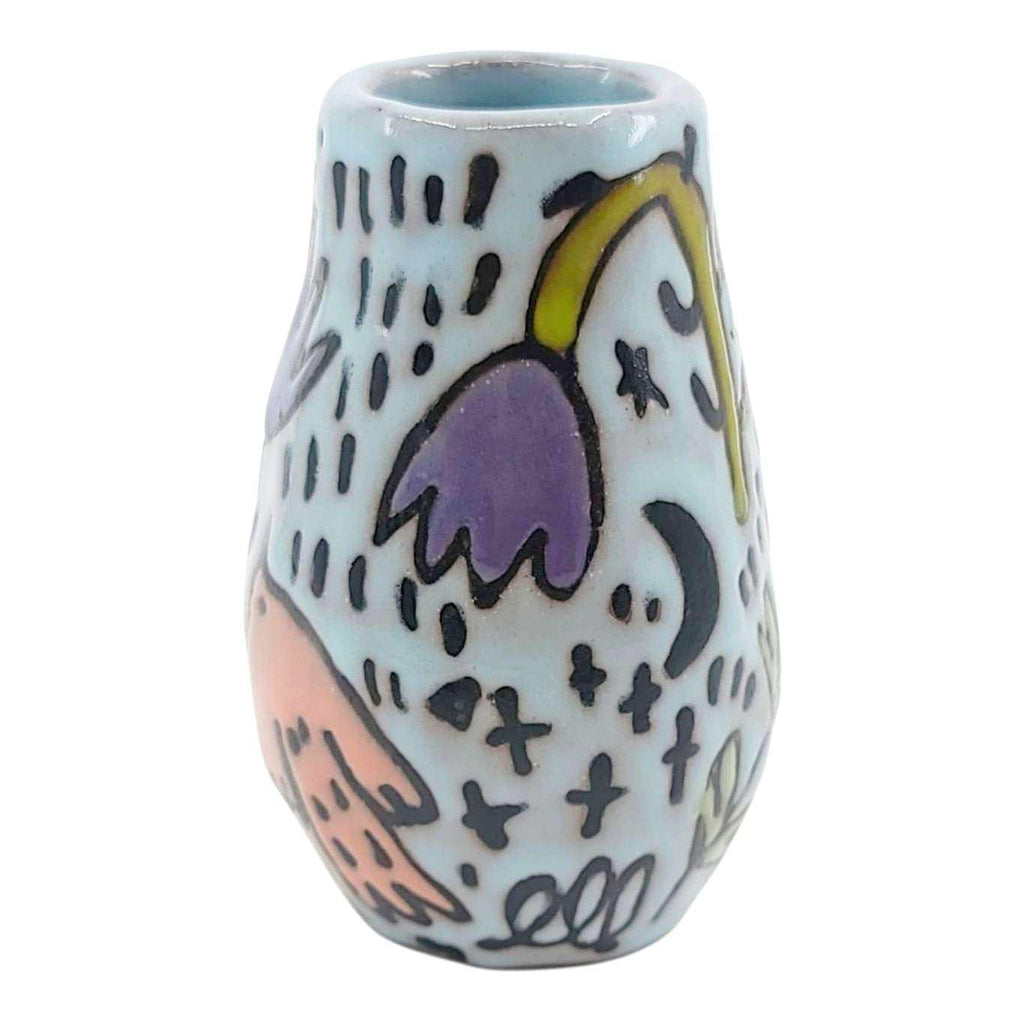 Mini Vase - Flying Birds (Greens and Blues) by Leslie Jenner