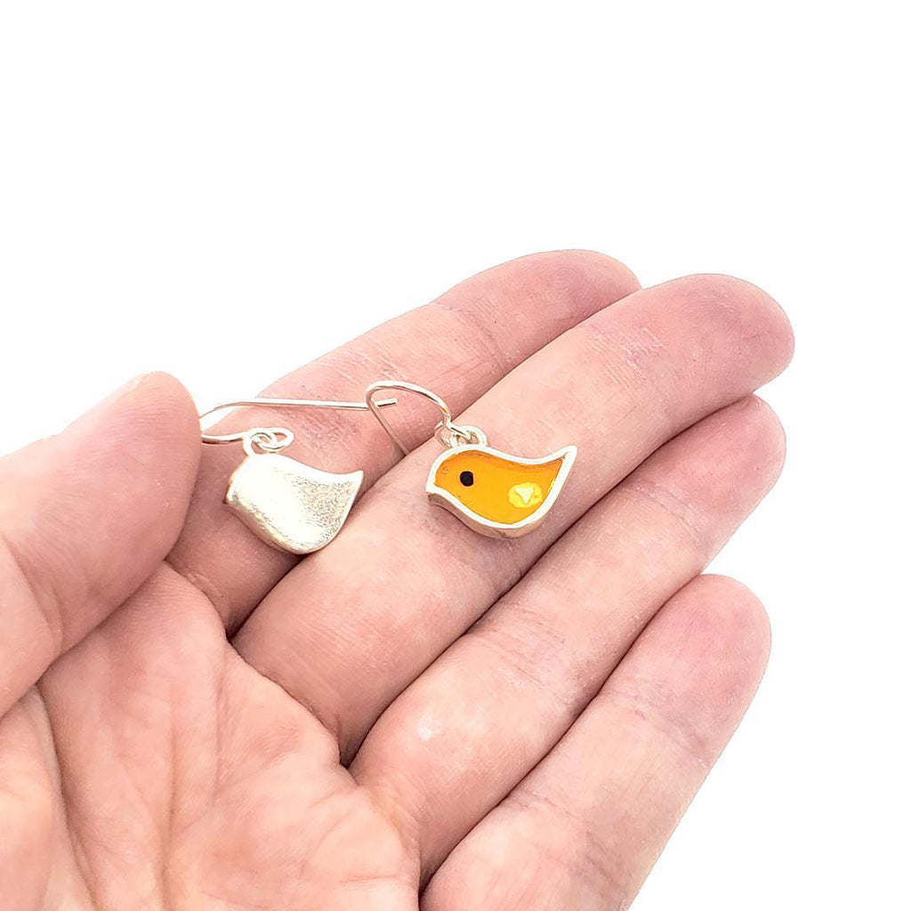 Earrings - Single Birds (Orange) by Happy Art Studio