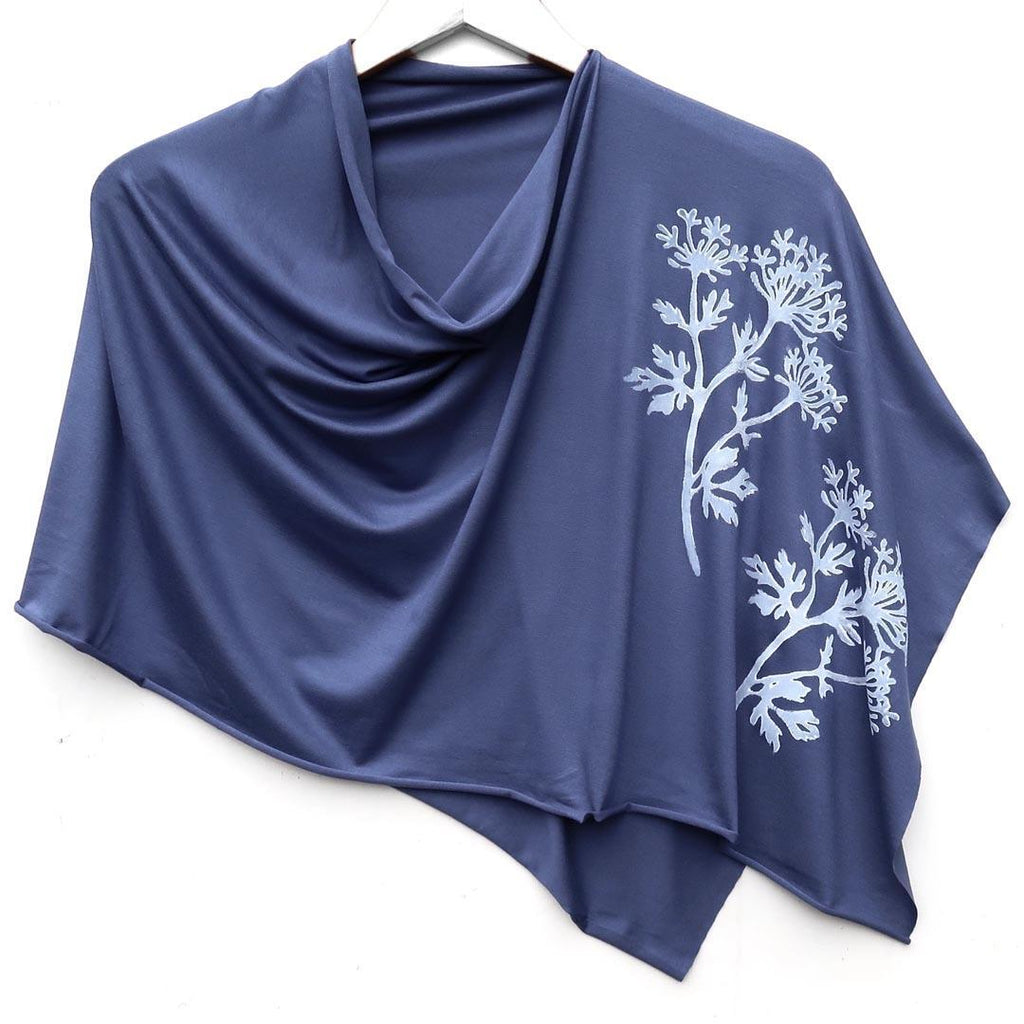 Poncho - Parsley Denim Blue (White Ink) by Windsparrow Studio