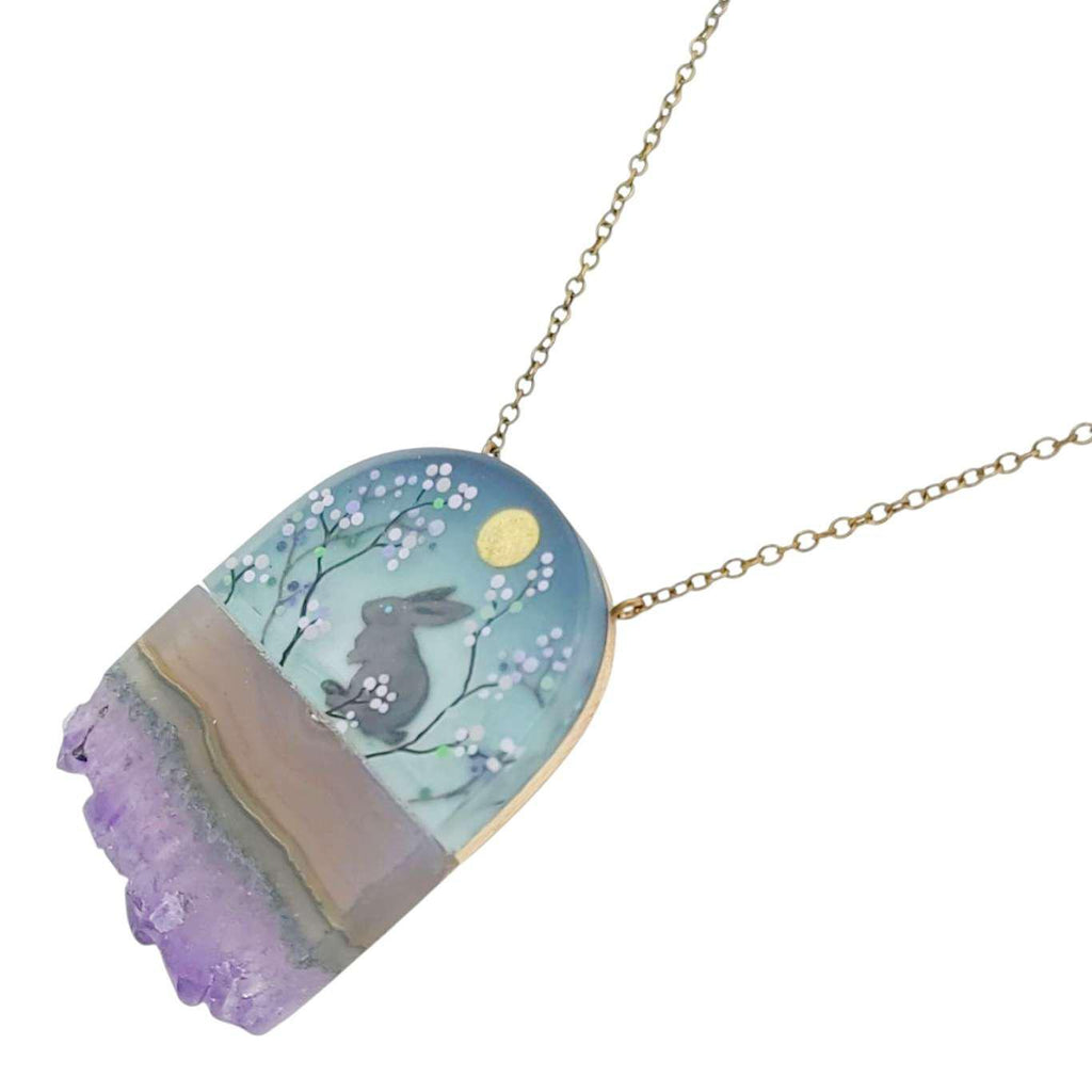 Necklace - Rabbit Crystal (Amethyst) by Fernworks