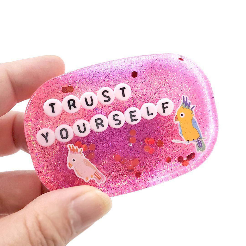 Shower Art - Small - Trust Yourself - 2 Birds (Lt Pink Dk Pink) by Ugly Baby