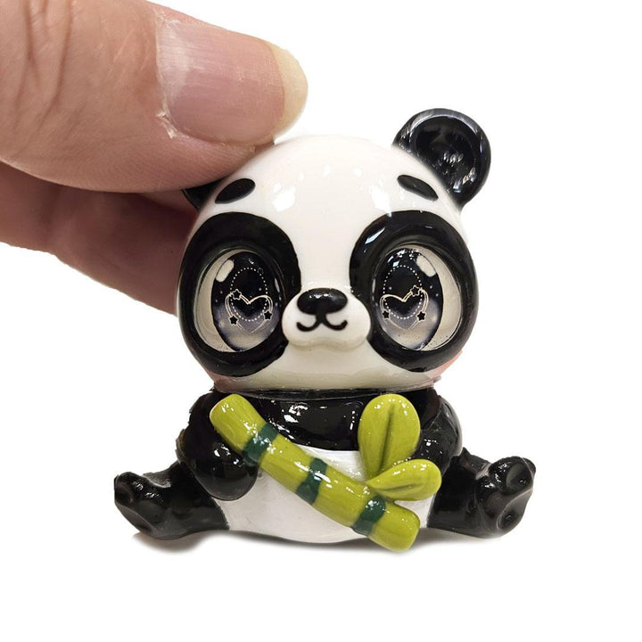 Figurine  - Panda with Green Bamboo by Aii Crafts