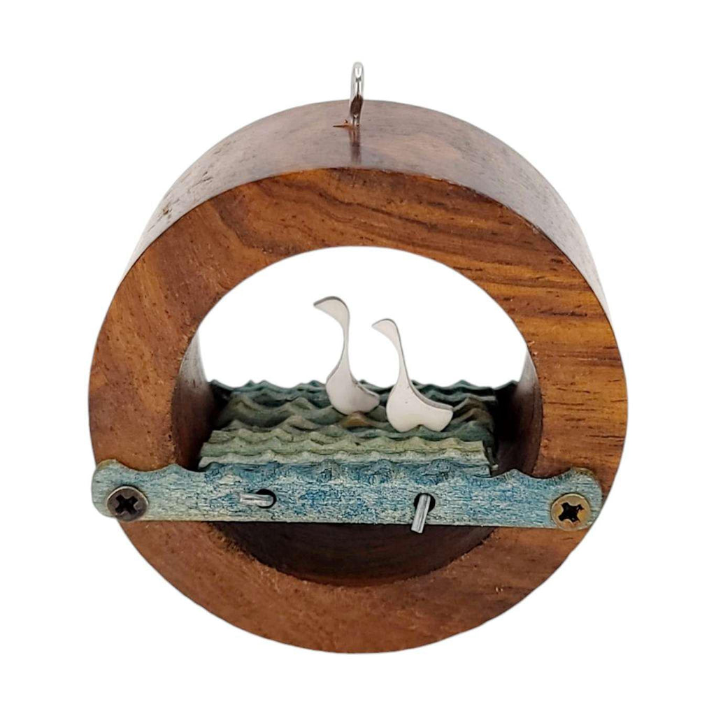 Kinetic Ornament - Hand Cranked Wooden Swans Circle by Cartoon Monster