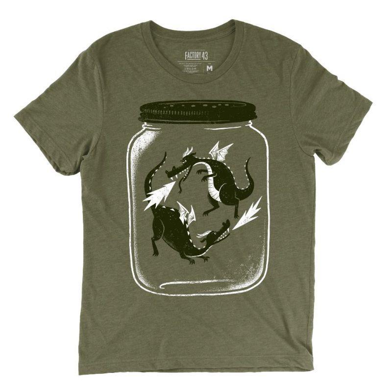 Adult Crew Neck - Dragonflies Olive Tee (XS - 2XL) by Factory 43