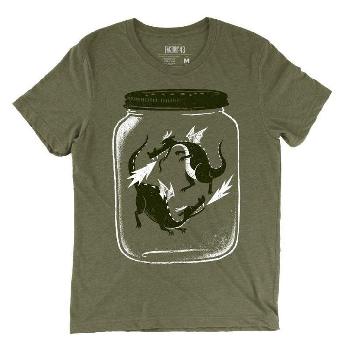 Adult Crew Neck - Dragonflies Olive Tee (XS - 2XL) by Factory 43