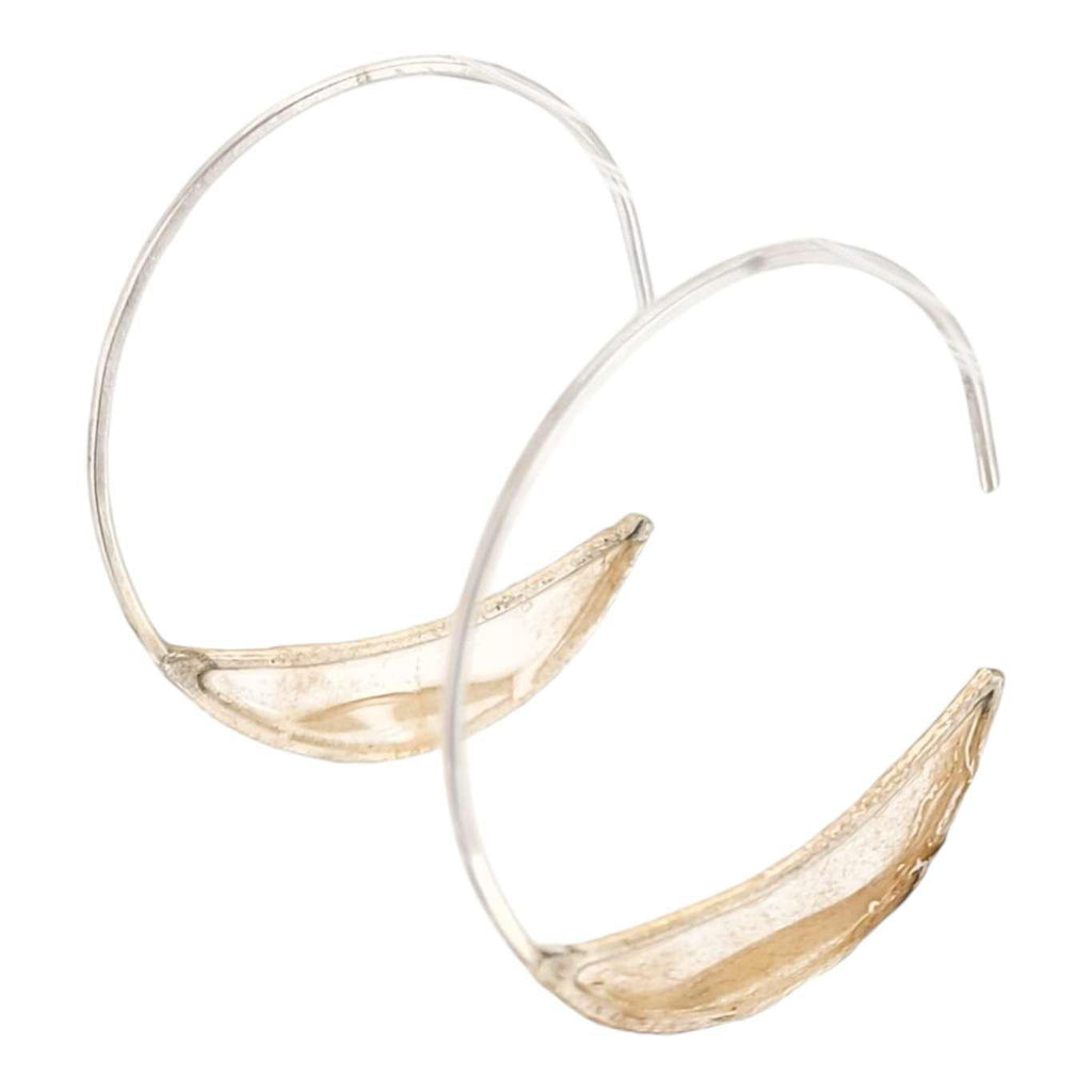 Earrings - Small Paper Bridge Silver Hoops (Ivory) by Verso